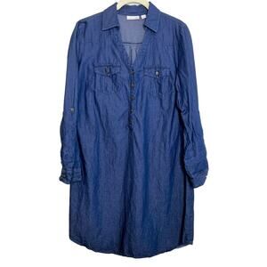 Westport 1962 Womens Chambray Dress Small Long Sleeve Quarter Button